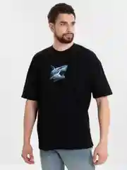 Черный футболка оверсайз "Акула", унисекс, oversize, T-Shirt с принтом, хлопок