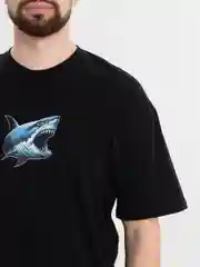 Черный футболка оверсайз "Акула", унисекс, oversize, T-Shirt с принтом, хлопок