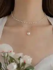 Цепочка на шею, женская, с подвеской из жемчуга