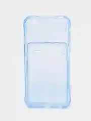 Синий чехол iPhone 11, 12 Pro, XR, X, XS, XS MAX, 6, 7, 8 Plus с карманом для карт, прозрачный