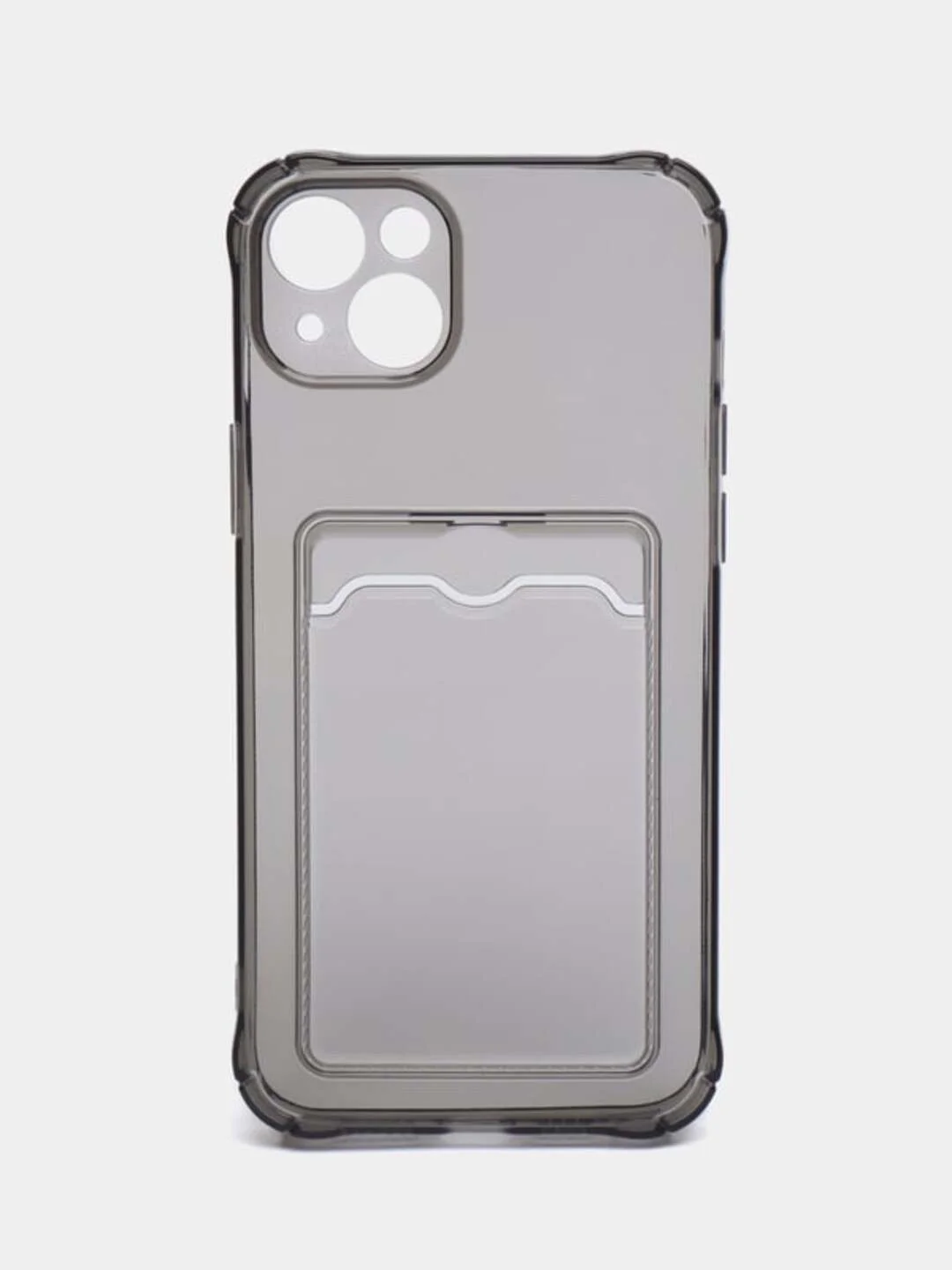 Тёмно-серый чехол iPhone 11, 12 Pro, XR, X, XS, XS MAX, 6, 7, 8 Plus с карманом для карт, прозрачный