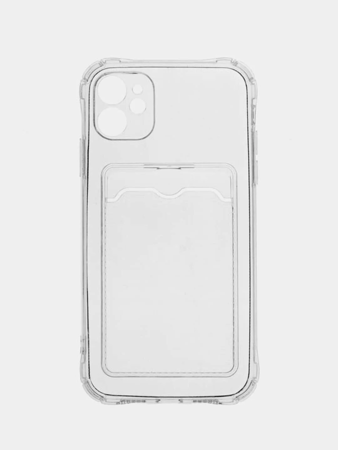 Прозрачный чехол iPhone 11, 12 Pro, XR, X, XS, XS MAX, 6, 7, 8 Plus с карманом для карт, прозрачный