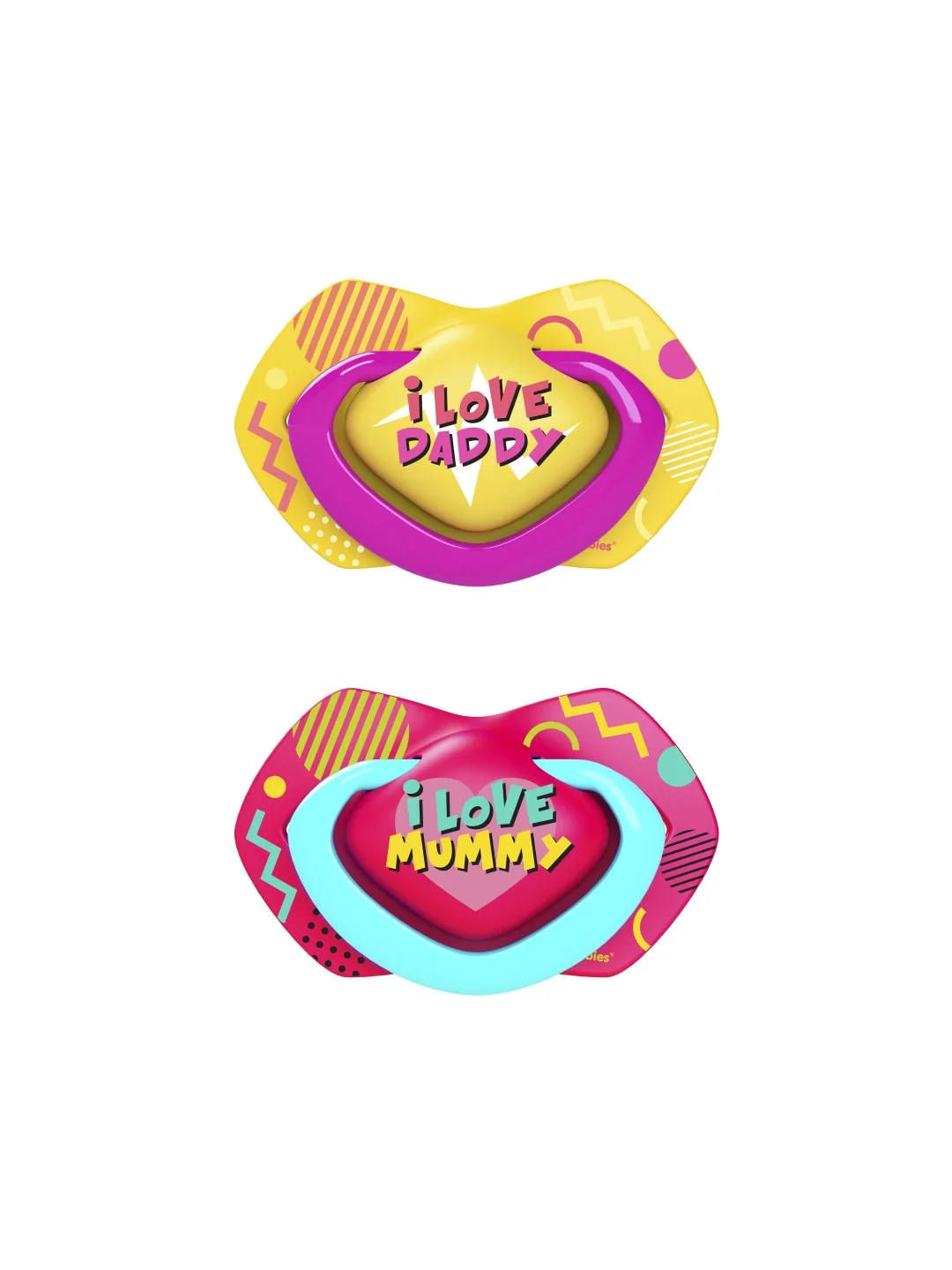 Голубой canpol Babies Neon Love Пустышка силиконовая симметричная 18+ месяцев, 2 штуки