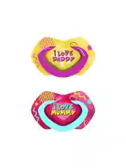 Голубой canpol Babies Neon Love Пустышка силиконовая симметричная 18+ месяцев, 2 штуки