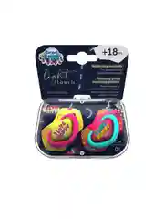 Розовый canpol Babies Neon Love Пустышка силиконовая симметричная 18+ месяцев, 2 штуки