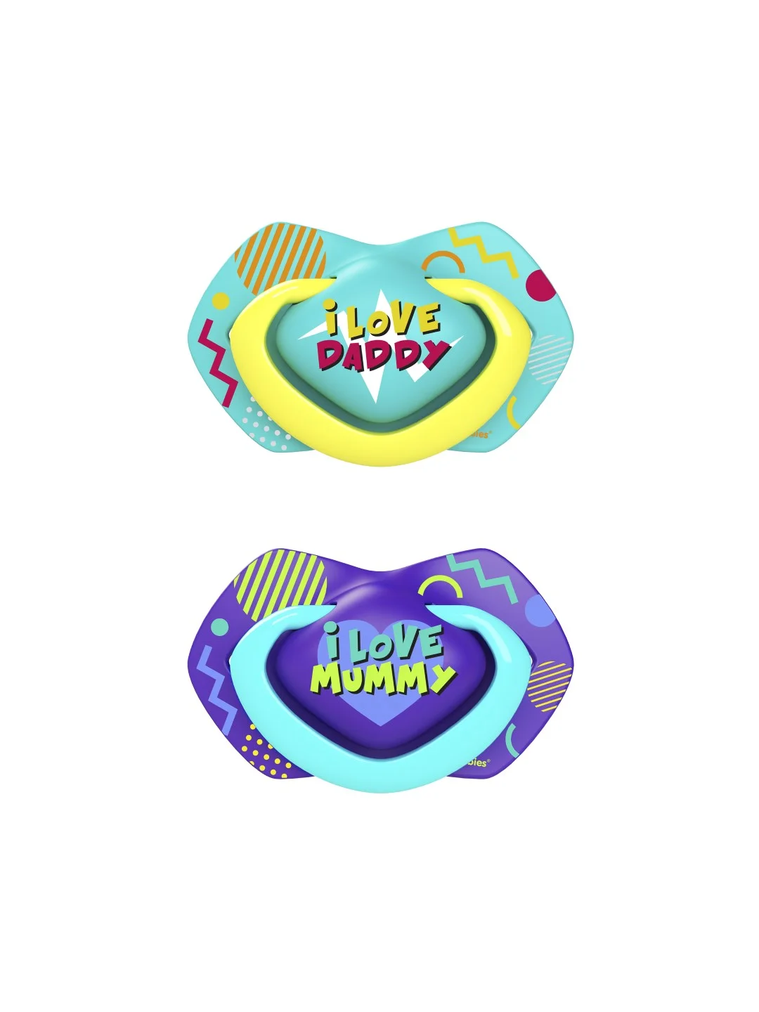 Голубой canpol Babies Neon Love Пустышка силиконовая симметричная 18+ месяцев, 2 штуки