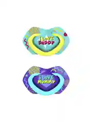 Голубой canpol Babies Neon Love Пустышка силиконовая симметричная 18+ месяцев, 2 штуки
