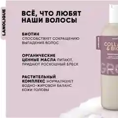 Lanolique / Шампунь для волос женский для роста от выпадения GROW, 250 мл