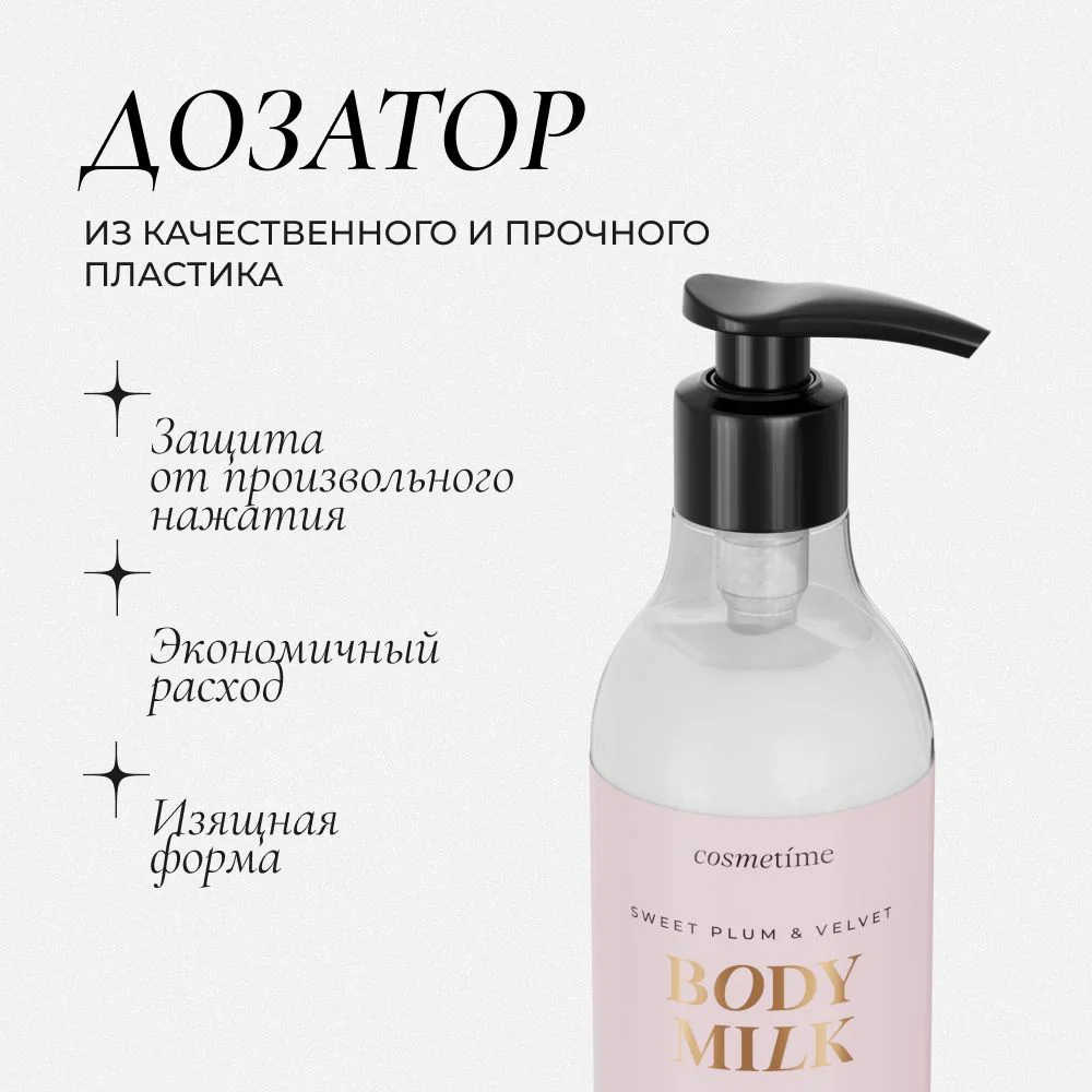 Cosmetime / Лосьон для тела увлажняющий парфюмированный молочко Кашемир и Слива, 200 мл