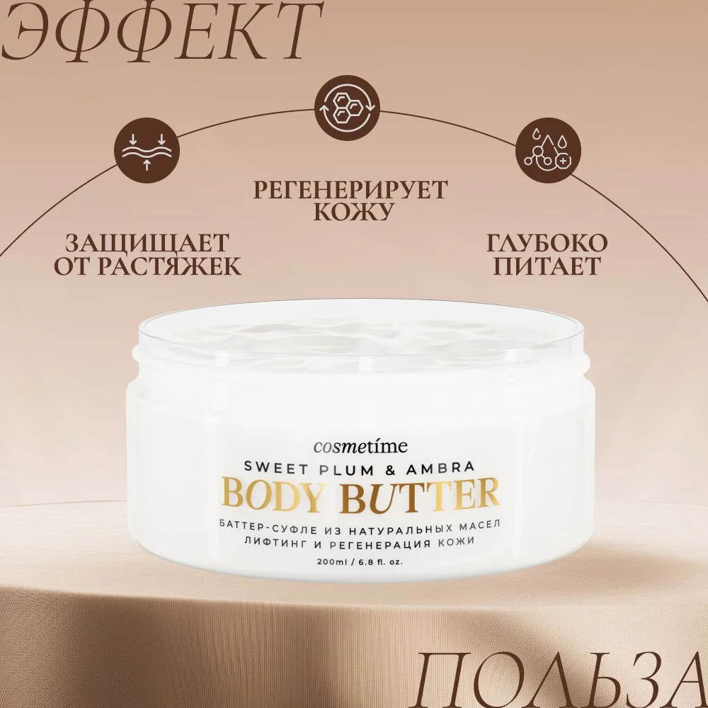 Cosmetime / Крем для тела парфюмированный увлажняющий антицеллюлитный баттер, 200 мл