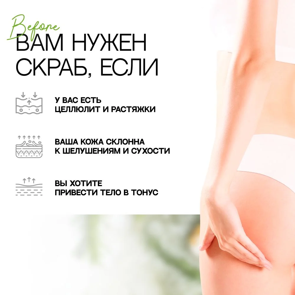 Скраб для тела антицеллюлитный детокс EcoHarmony с активированным углем, 300 мл