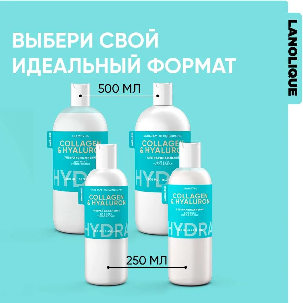 Lanolique / Бальзам для волос ультра увлажняющий кондиционер HYDRA, 500 мл