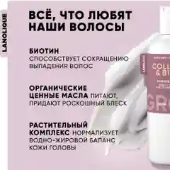 LANOLIQUE Бальзам-кондиционер женский для роста волос GROW, 250 мл
