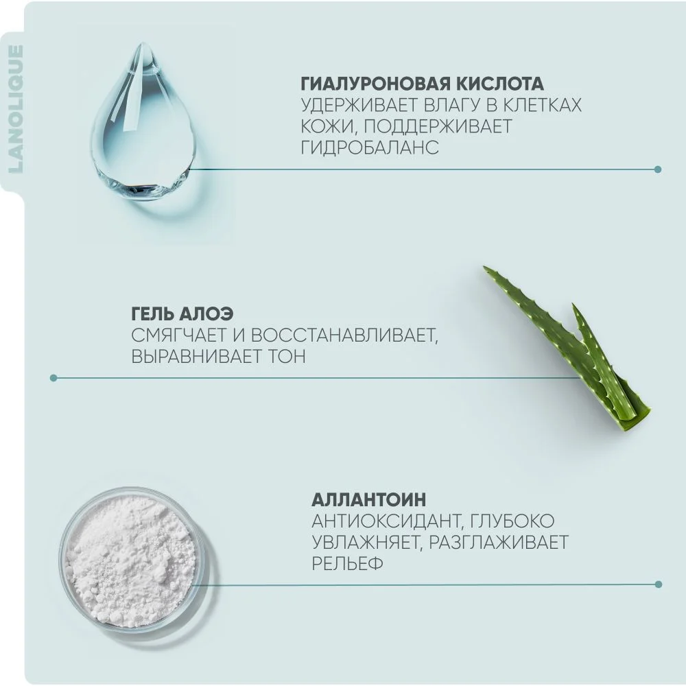 Lanolique / Сыворотка для лица увлажняющая гиалуроновая кислота и алоэ HYDRA, 30 мл