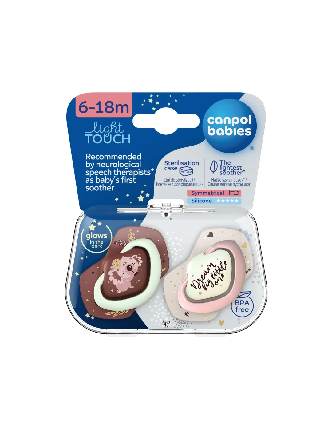 Голубой canpol Babies Sleepy Koala Пустышка силиконовая симметричная 18+ месяцев, 2 штуки