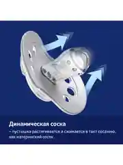 Голубой lovi Night&Day Пустышка силиконовая динамическая 0-3 месяцев в футляре, 2 штуки