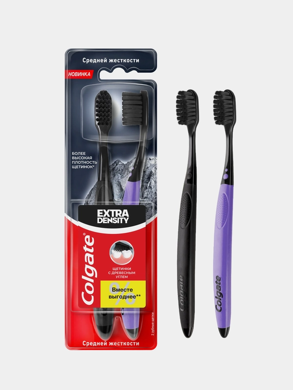 Зубная щетка COLGATE Extra Density, средняя жесткость, 2 штуки