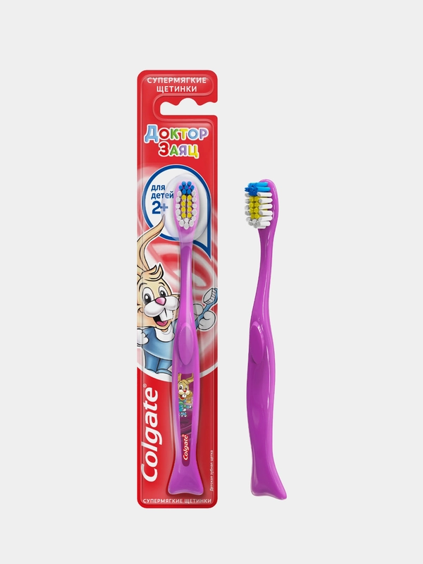 Зубная щетка детская COLGATE "Доктор Заяц", супер мягкая, 2+