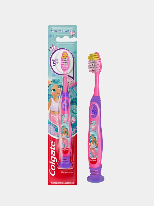 Зубная щетка для детей COLGATE Barbie StarSmile, супермягкая, 5+