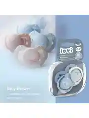 Голубой lovi Baby Shower Пустышка силиконовая динамическая 0-2 месяцев, 2 шт