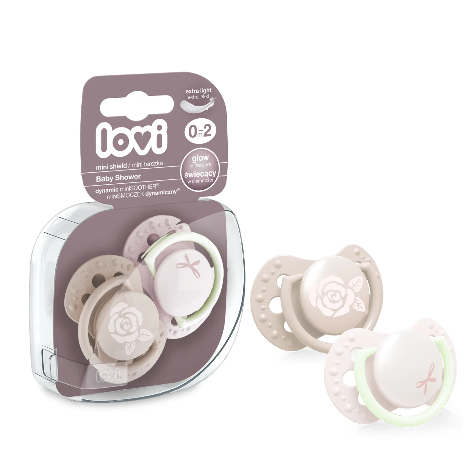 Голубой lovi Baby Shower Пустышка силиконовая динамическая 0-2 месяцев, 2 шт