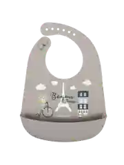 Бежевый canpol babies Bonjour Paris Нагрудник силиконовый с карманом