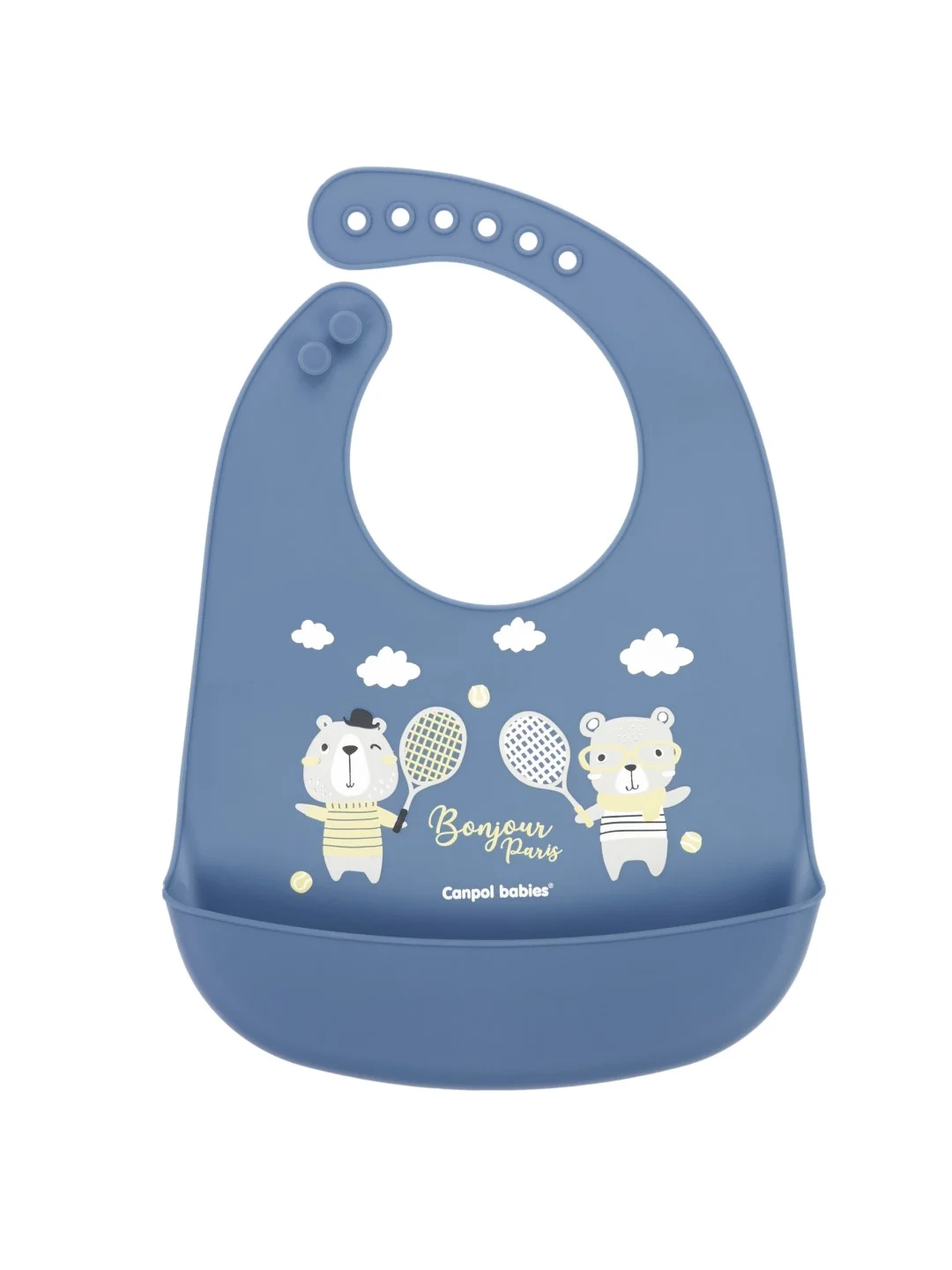 Синий canpol babies Bonjour Paris Нагрудник силиконовый с карманом
