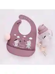 Бордовый canpol babies Bonjour Paris Нагрудник силиконовый с карманом