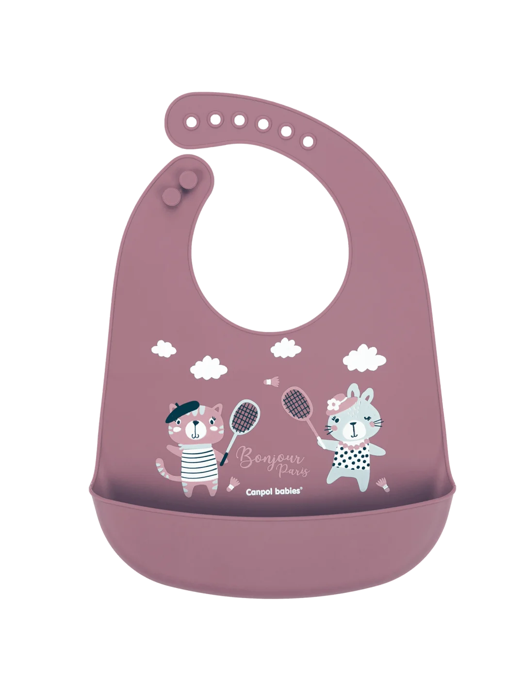 Бордовый canpol babies Bonjour Paris Нагрудник силиконовый с карманом