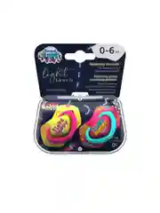 Розовый canpol babies Neon Love, пустышка силиконовая, симметричная, 0-6 месяцев, 2 штуки