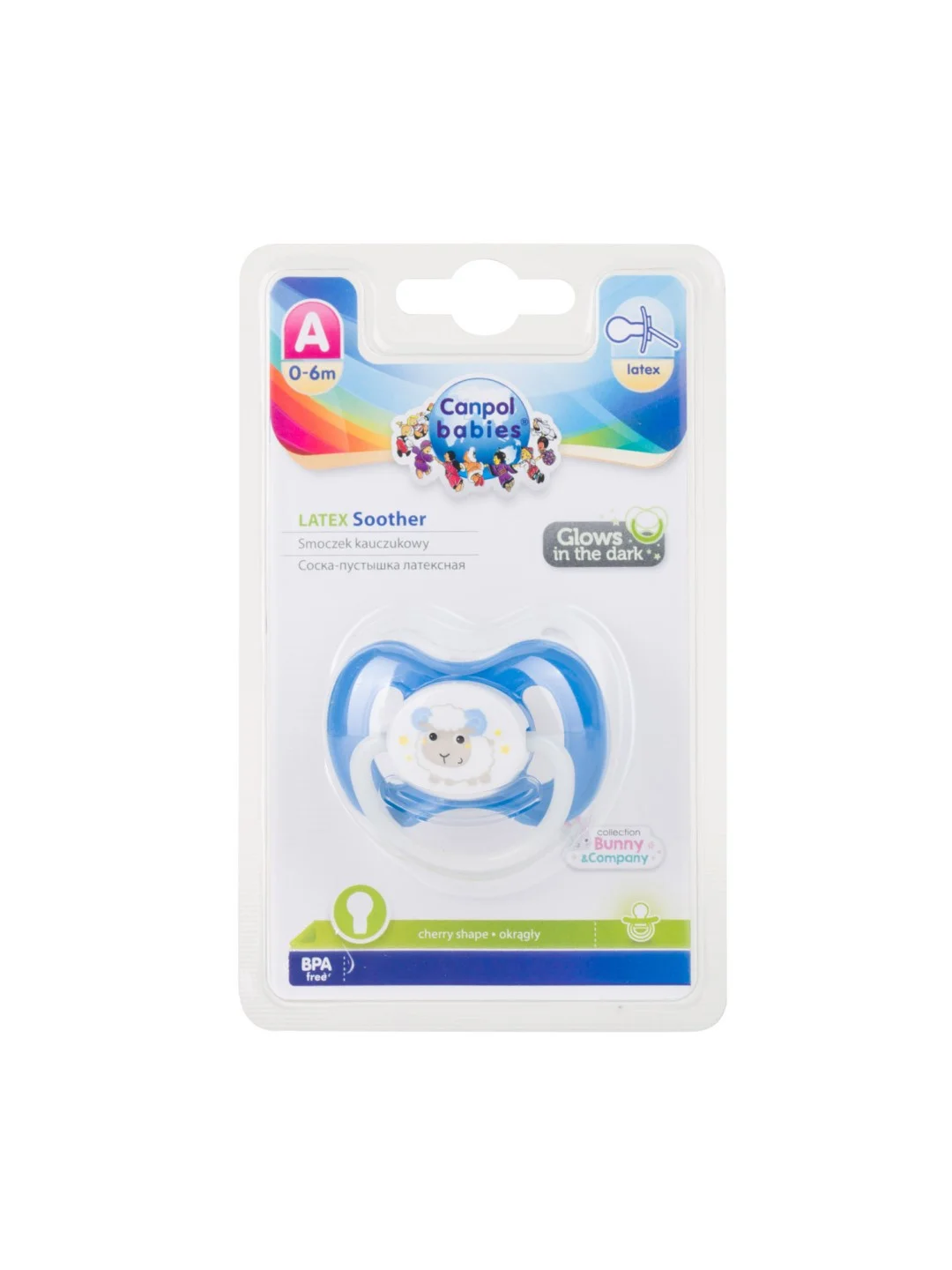 Бирюзовый canpol babies Bunny&Company Пустышка латексная круглая 0-6 месяцев