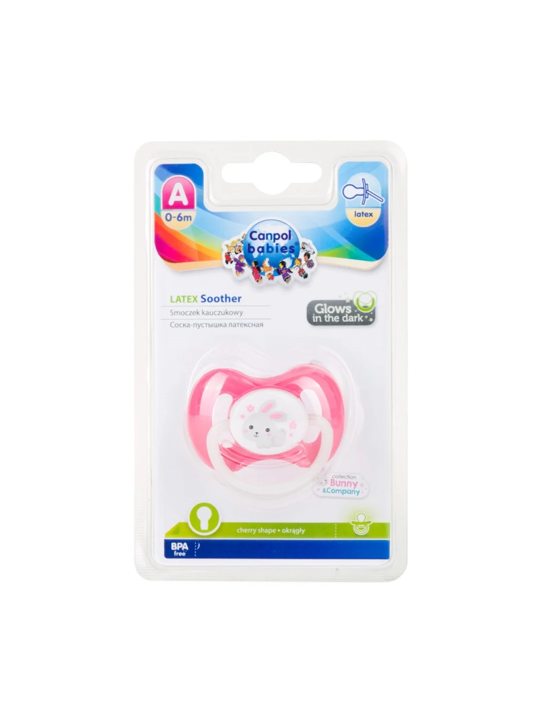 Розовый canpol babies Bunny&Company Пустышка латексная круглая 0-6 месяцев