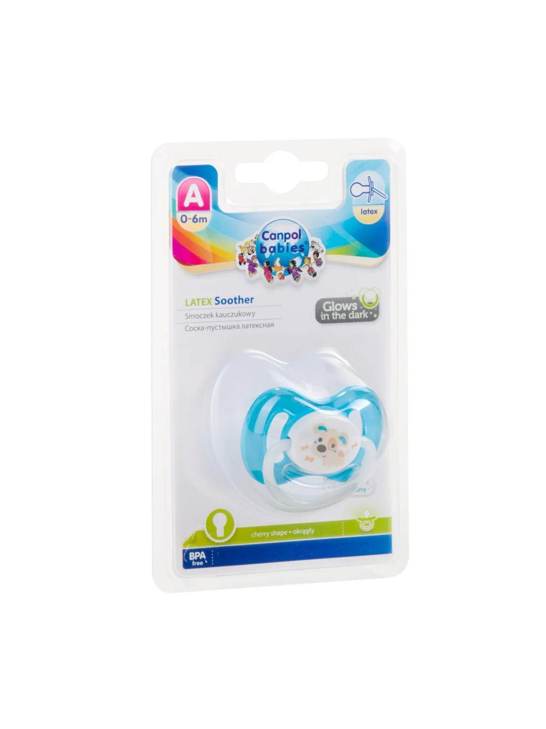 Бирюзовый canpol babies Bunny&Company Пустышка латексная круглая 0-6 месяцев
