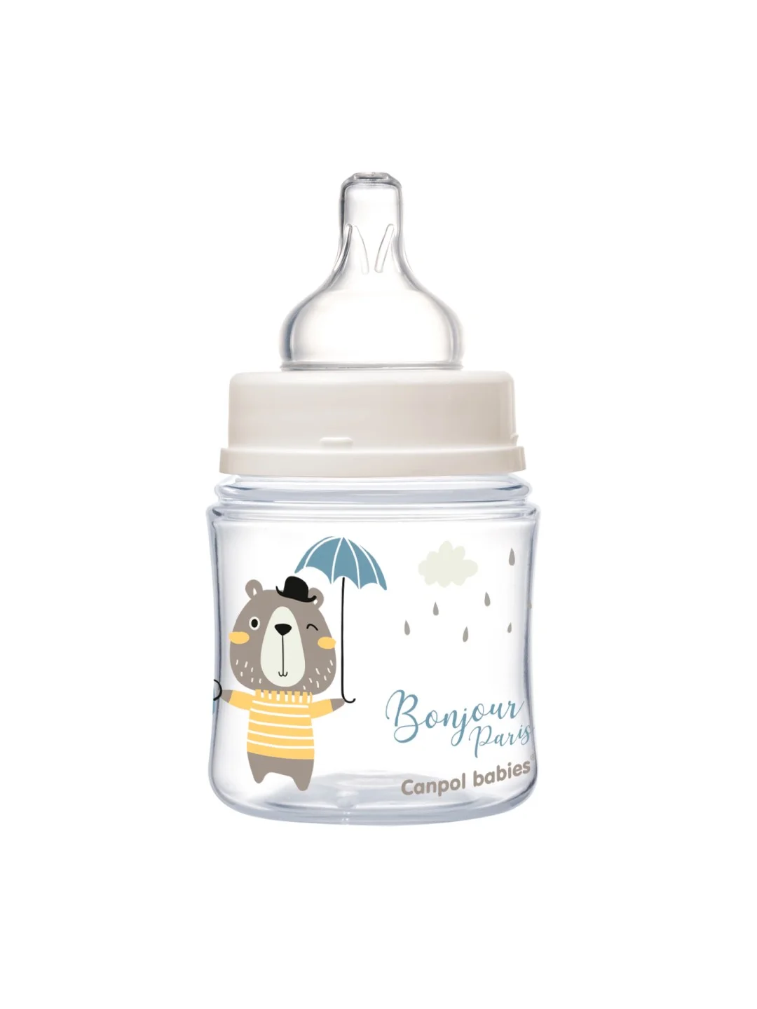 Голубой canpol Babies Bonjour Paris Бутылочка для кормления c широким горлом, 120 мл