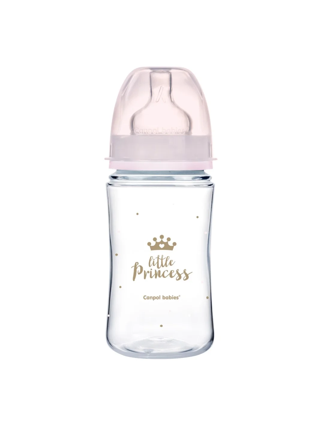 Розовый canpol Babies Royal Baby Бутылочка для кормления c широким горлом, 240 мл