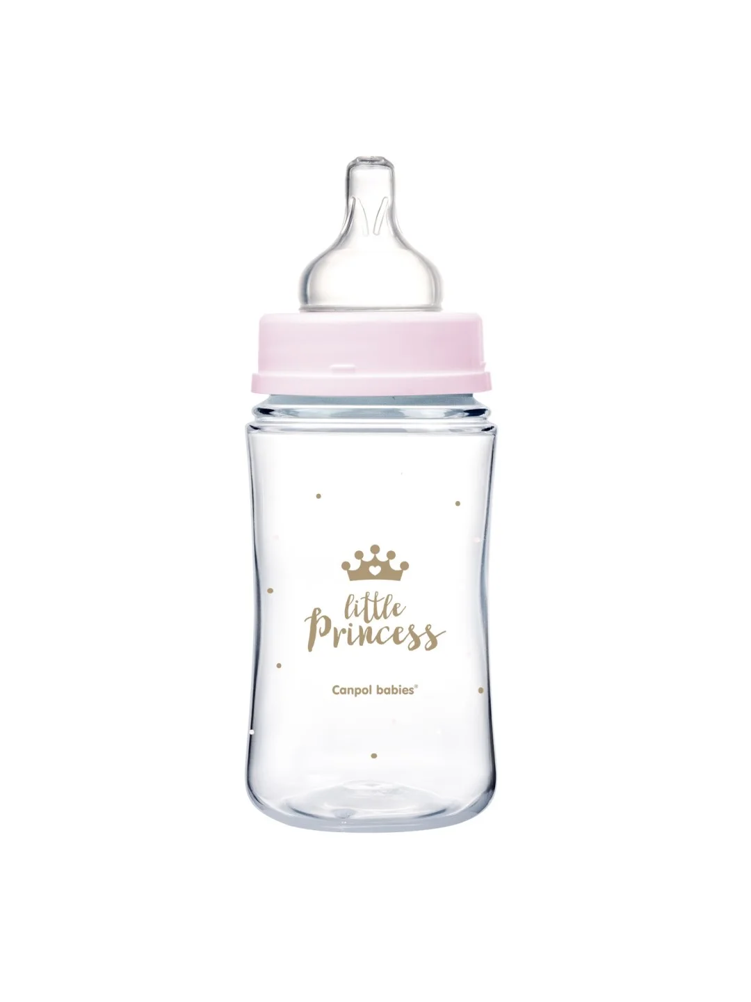 Розовый canpol Babies Royal Baby Бутылочка для кормления c широким горлом, 240 мл