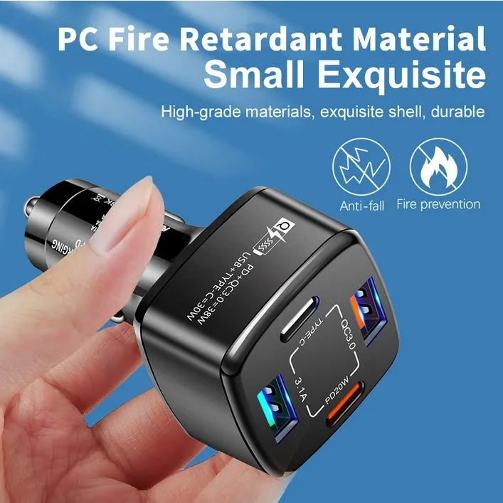 Автомобильное зарядное устройство 4в1, 38Вт, PD+QC3.0, 3.1A, 2USB + 2Type-C