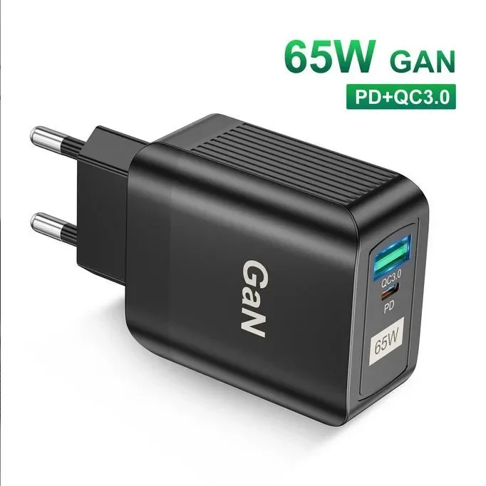 Черный gan зарядное устройство, QC3.0, PD33W