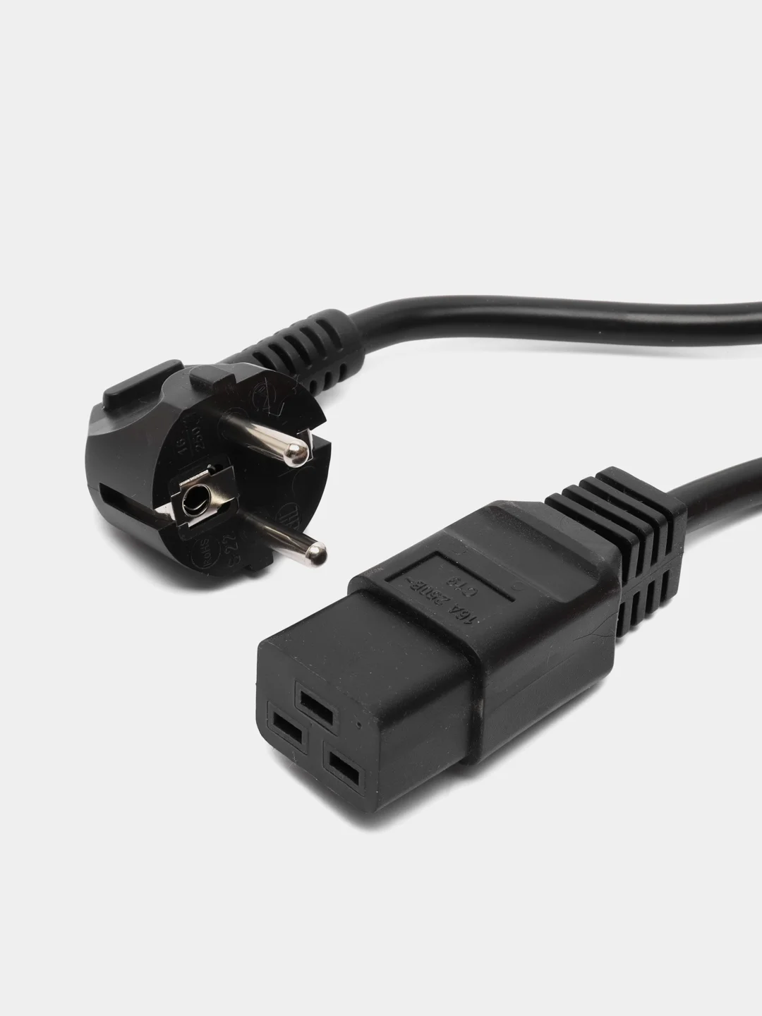 Черный кабель питания Filum FL-PC-SH90/C19-C-3.0-BK ПВС-АП 3x1.5 CEE 7/7(Schuko) угловая - C19