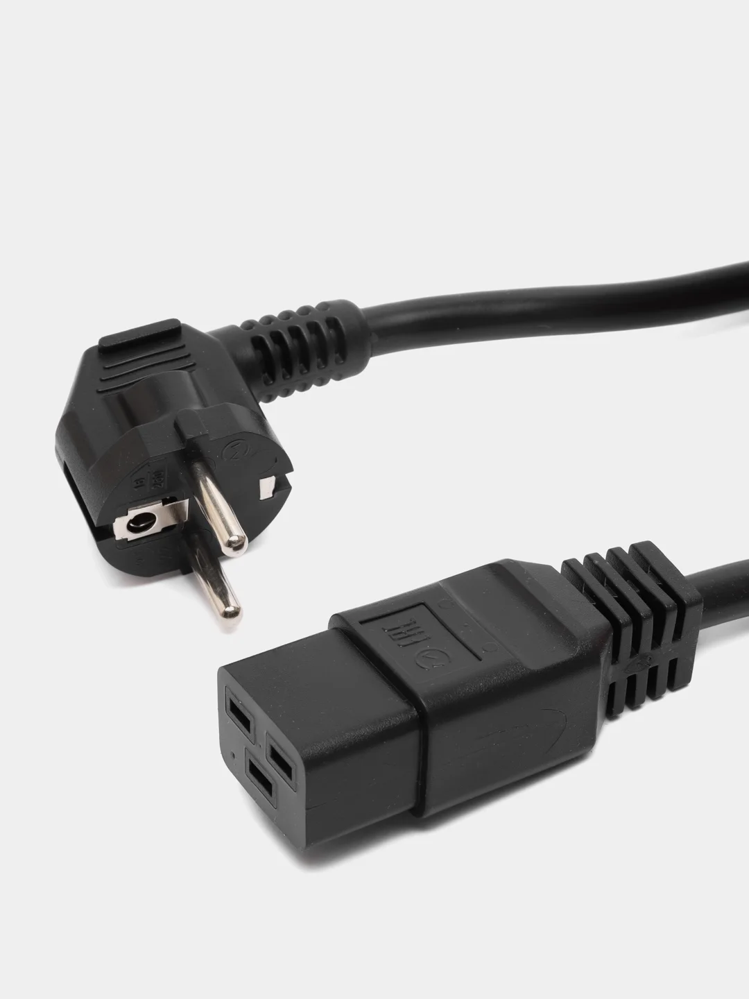 Черный кабель питания Filum FL-PC-SH90/C19-C3-3.0-BK ПВС-АП 3x2.5 CEE 7/7(Schuko) угловая - C19