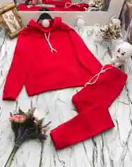 Алый женский костюм двойка утепленный на флисе