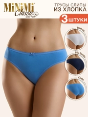 Трусы - слипы женские MiNiMi BO221 Slip цветные из хлопка набор 3 штуки