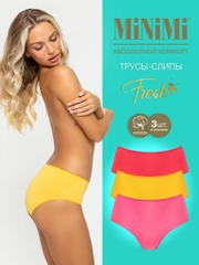 Трусы -слипы женские MiNiMi FRESH MF222 Slip цветные из хлопка набор 3 штуки