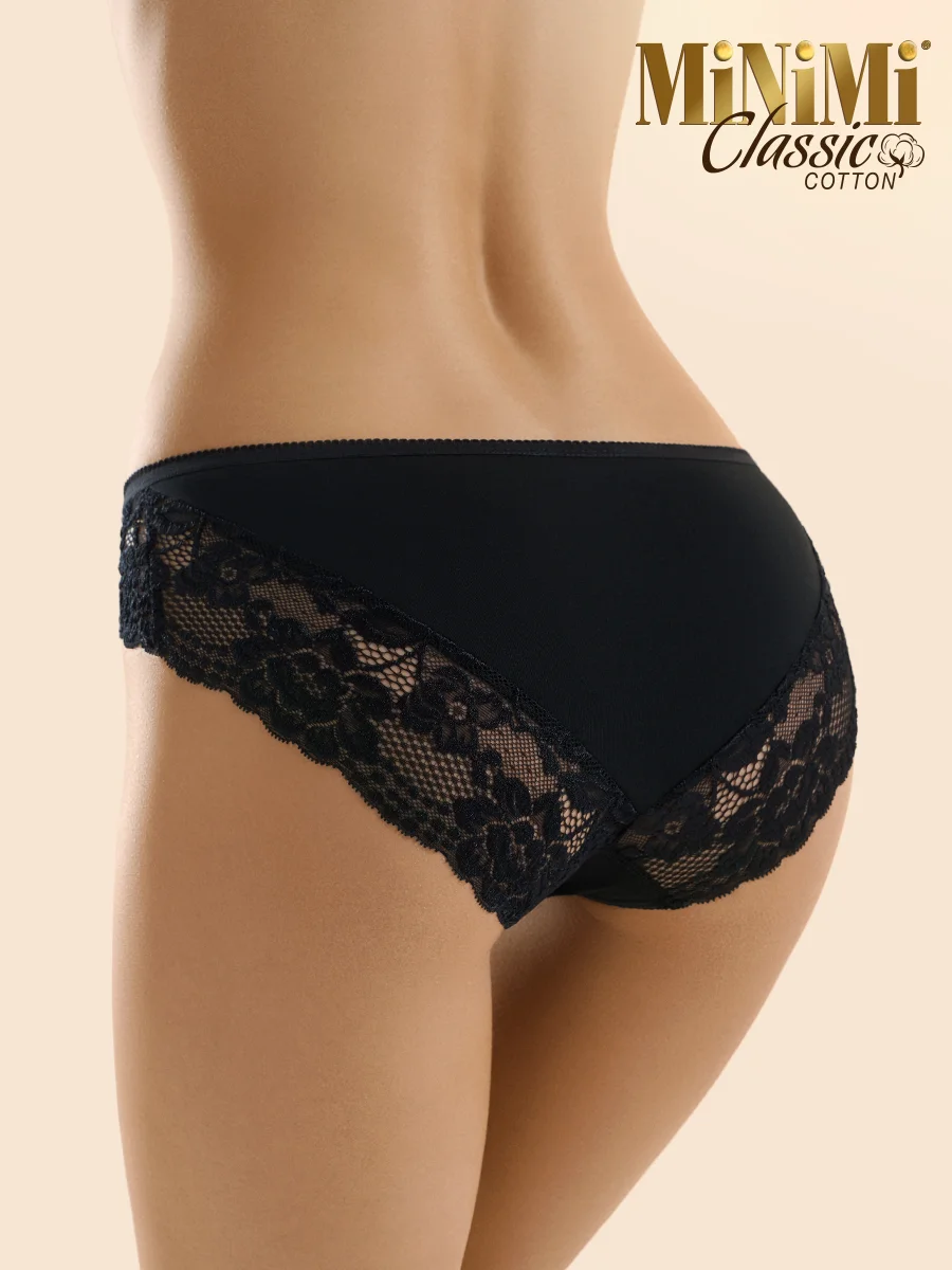 Трусы - слипы женские MiNiMi BO224 Slip кружевные цветные из хлопка набор 3 штуки