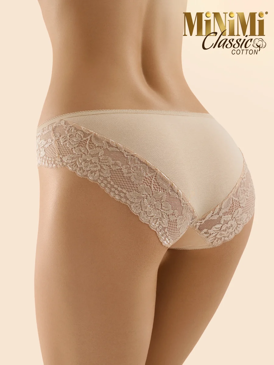 Трусы - слипы женские MiNiMi BO224 Slip кружевные цветные из хлопка набор 3 штуки