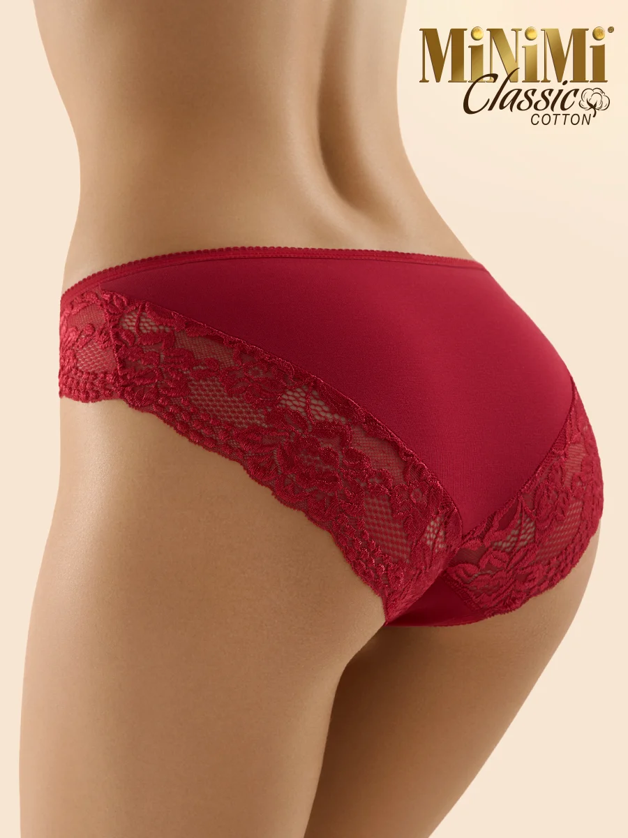Трусы - слипы женские MiNiMi BO224 Slip кружевные цветные из хлопка набор 3 штуки
