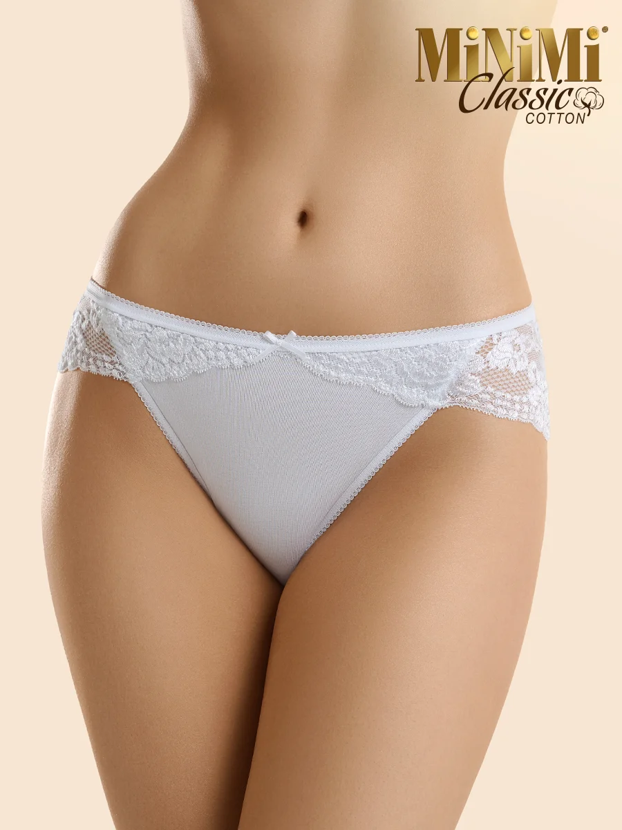 Трусы - слипы женские MiNiMi BO224 Slip кружевные цветные из хлопка набор 3 штуки