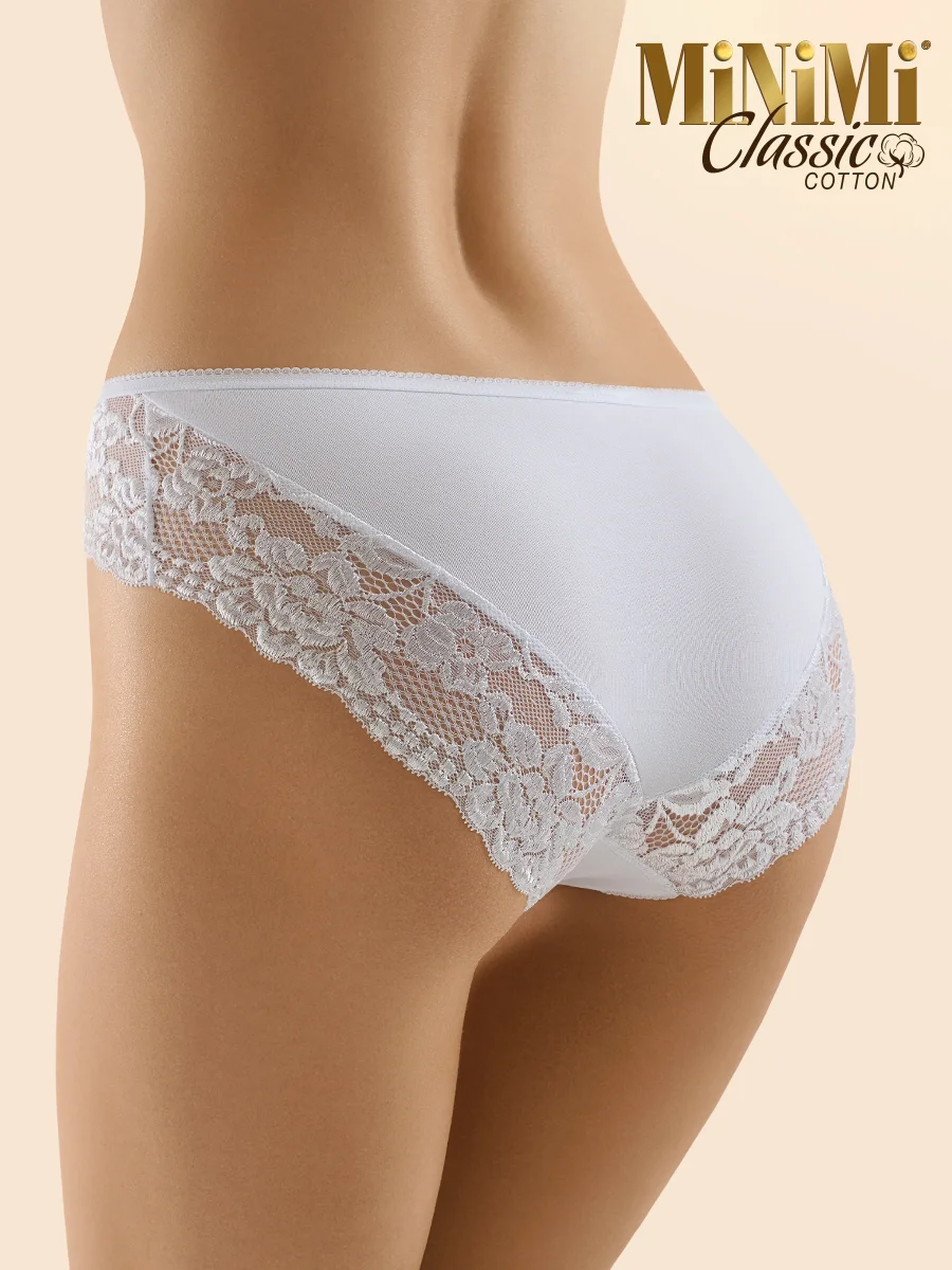 Трусы - слипы женские MiNiMi BO224 Slip кружевные цветные из хлопка набор 3 штуки