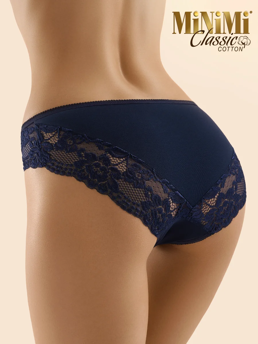Трусы - слипы женские MiNiMi BO224 Slip кружевные цветные из хлопка набор 3 штуки