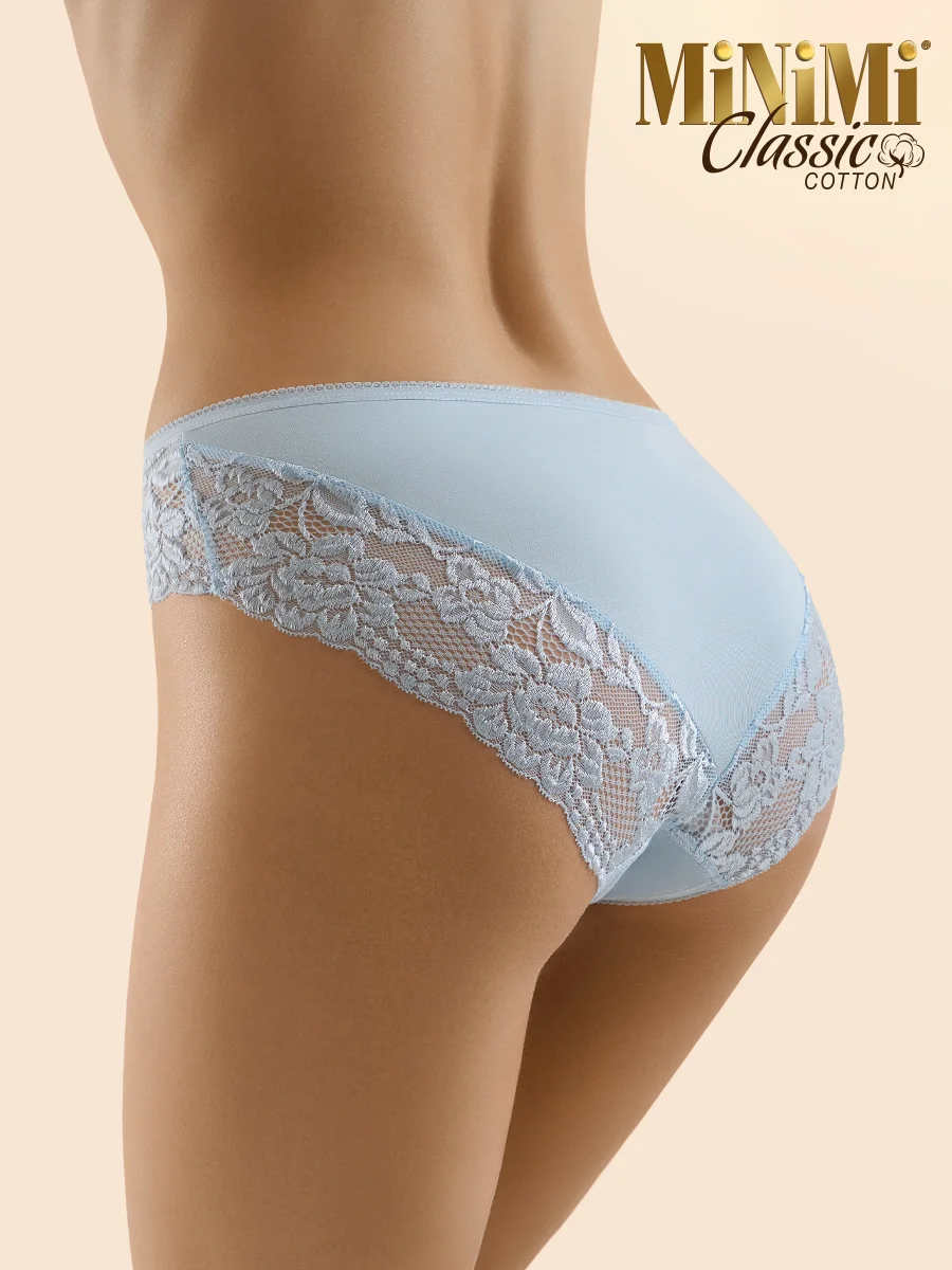 Трусы - слипы женские MiNiMi BO224 Slip кружевные цветные из хлопка набор 3 штуки